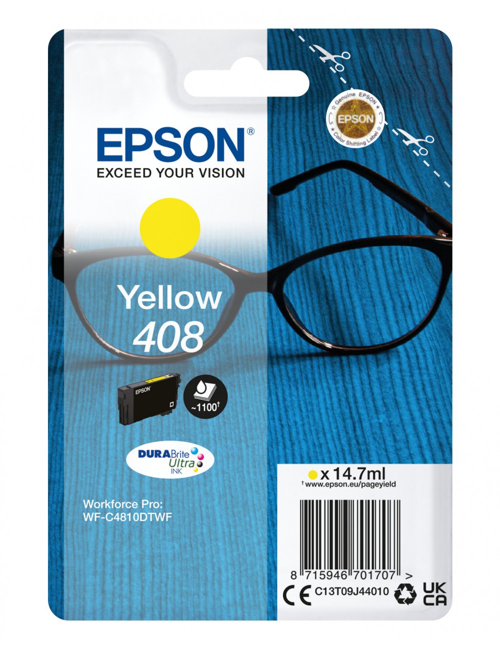 Epson Singlepack Yellow 408 DURABrite Ultra Ink