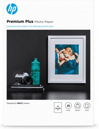 HP Papier photo à finition brillante Premium Plus - 20 feuilles A4 210 x 297 mm
