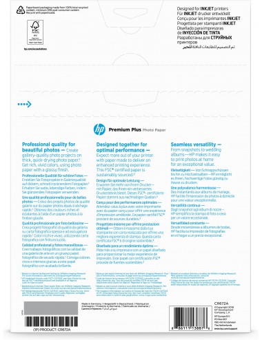 HP Papier photo à finition brillante Premium Plus - 20 feuilles A4 210 x 297 mm