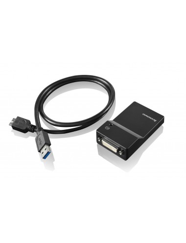 Lenovo USB 3.0 - DVI VGA adattatore grafico USB 2048 x 1152 Pixel Nero