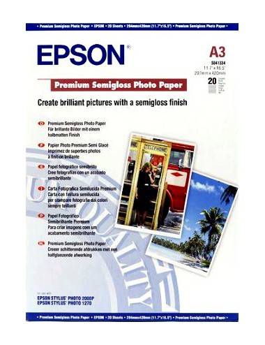 Epson Premium Semigloss Photo Paper, DIN A3, 251 g m², 20 hojas