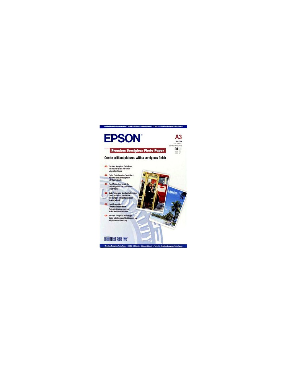 Epson Premium Semigloss Photo Paper, DIN A3, 251 g m², 20 hojas