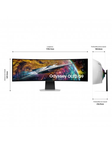 Samsung G95SC écran plat de PC 124,5 cm (49") 5120 x 1440 pixels OLED Argent