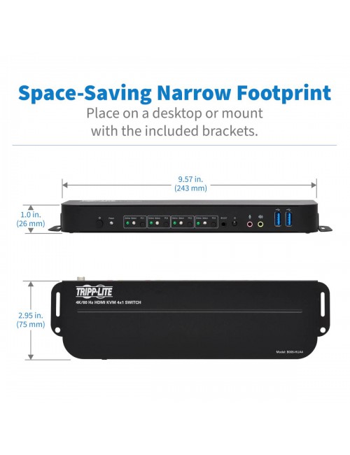 Tripp Lite B005-HUA4 KVM HDMI USB de 4 Puertos - 4K 60 Hz, HDR, HDCP 2.2, IR, Compartido de USB