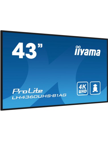 iiyama LH4360UHS-B1AG pantalla de señalización Pizarra de caballete digital 108 cm (42.5") LED Wifi 500 cd m² 4K Ultra HD