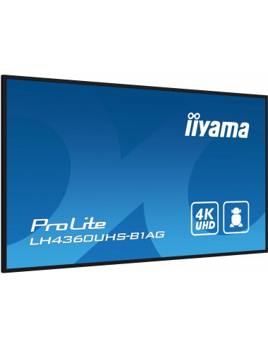 iiyama LH4360UHS-B1AG affichage de messages Carte A numérique 108 cm (42.5") LED Wifi 500 cd m² 4K Ultra HD Noir Intégré dans