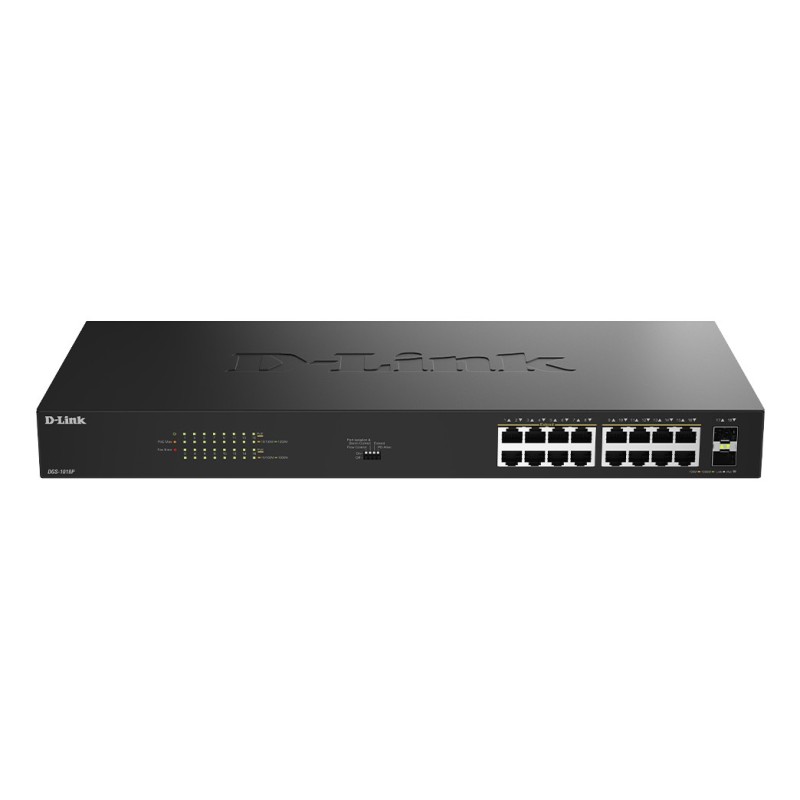 D-Link DGS-1018P Non-géré Gigabit Ethernet (10/100/1000) Connexion Ethernet, supportant l'alimentation via ce port (PoE) Noir D-Link DGS-1018P Non-géré Gigabit Ethernet (10/100/1000) Connexion Ethernet, supportant l'alimentation via ce port (PoE) Noir