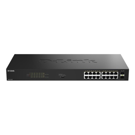D-Link DGS-1018P Non-géré Gigabit Ethernet (10 100 1000) Connexion Ethernet, supportant l'alimentation via ce port (PoE) Noir