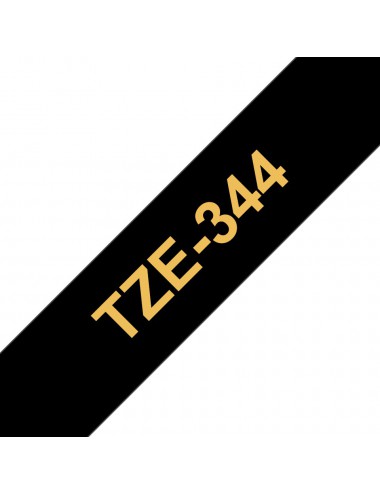 Brother TZE-344 ruban d'étiquette Or sur noir