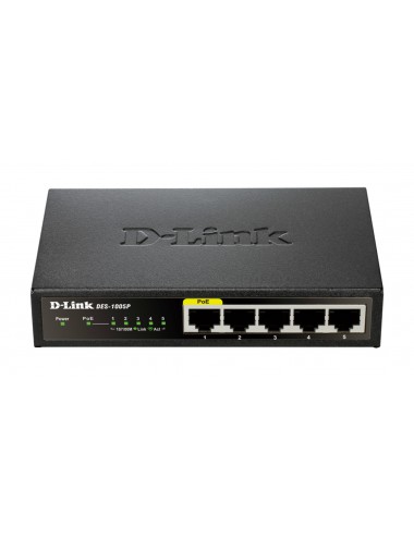 D-Link DES-1005P Non-géré L2 Fast Ethernet (10 100) Connexion Ethernet, supportant l'alimentation via ce port (PoE) Noir