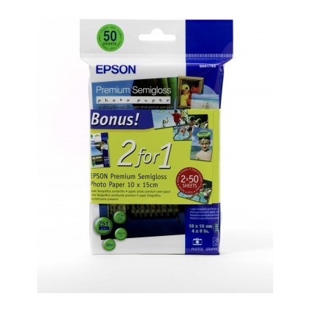 Epson Papier photo Premium semi-glacé, 100 x 150 mm, 251g/m², 100 Feuilles