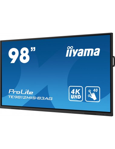 iiyama TE9812MIS-B3AG pantalla de señalización Diseño de quiosco 2,49 m (98") LCD Wifi 400 cd m² 4K Ultra HD Negro Pantalla