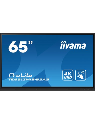 iiyama TE6512MIS-B3AG pantalla de señalización Diseño de quiosco 165,1 cm (65") LCD Wifi 400 cd m² 4K Ultra HD Negro Pantalla