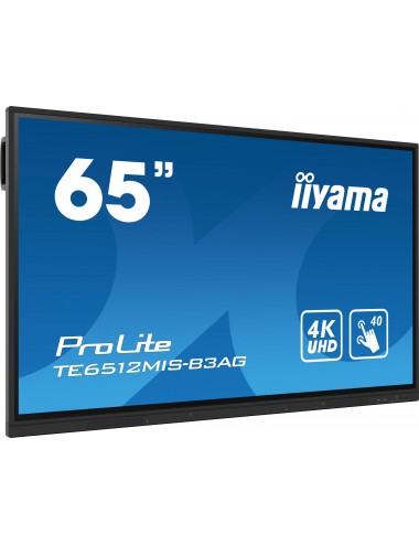 iiyama TE6512MIS-B3AG visualizzatore di messaggi Design chiosco 165,1 cm (65") LCD Wi-Fi 400 cd m² 4K Ultra HD Nero Touch