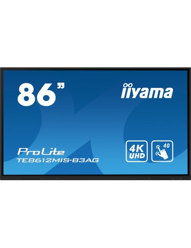 iiyama TE8612MIS-B3AG visualizzatore di messaggi Design chiosco 2,18 m (86") LCD Wi-Fi 400 cd m² 4K Ultra HD Nero Touch screen