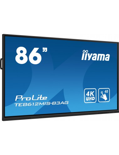iiyama TE8612MIS-B3AG pantalla de señalización Diseño de quiosco 2,18 m (86") LCD Wifi 400 cd m² 4K Ultra HD Negro Pantalla