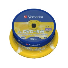 Verbatim DVD+RW Matt Silver 4,7 Go 25 pièce(s)