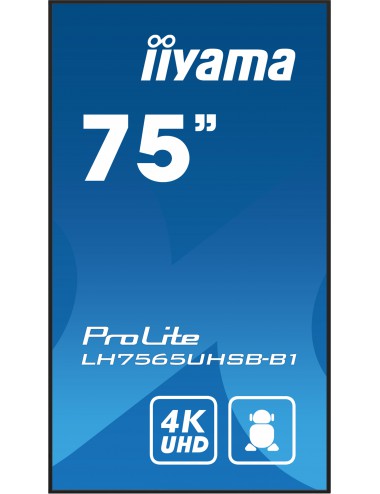 iiyama ProLite Écran plat de signalisation numérique 190,5 cm (75") LCD Wifi 500 cd m² 4K Ultra HD Noir Intégré dans le