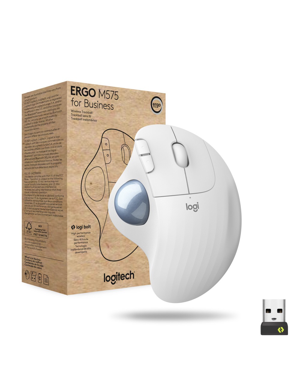Logitech ERGO M575 for Business mouse Mano destra RF senza fili + Bluetooth Trackball 2000 DPI