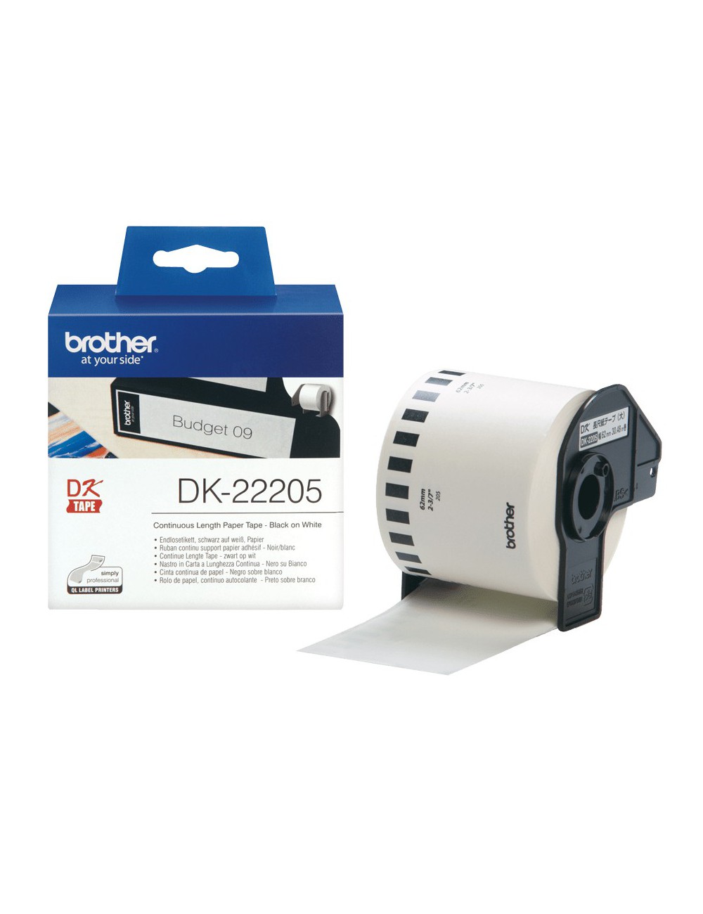 Brother DK-22205 cinta para impresora de etiquetas Negro sobre blanco
