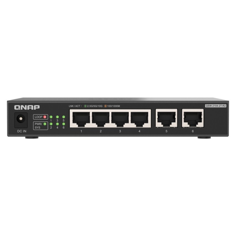 QNAP QSW-2104-2T-R2 commutateur réseau Non-géré 10G Ethernet (100/1000/10000) Bureau Noir QNAP QSW-2104-2T-R2 commutateur réseau Non-géré 10G Ethernet (100/1000/10000) Bureau Noir