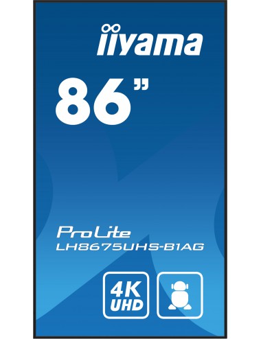 iiyama ProLite Écran plat de signalisation numérique 2,17 m (85.6") LCD Wifi 500 cd m² 4K Ultra HD Noir Intégré dans le