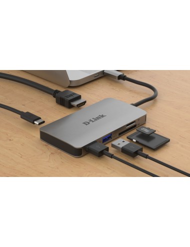 D-Link DUB-M610 base para portátil y replicador de puertos Alámbrico USB 3.2 Gen 1 (3.1 Gen 1) Type-C Aluminio, Negro