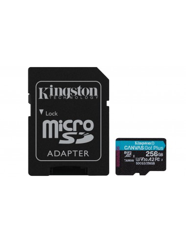Kingston Technology Scheda microSDXC Canvas Go Plus 170R A2 U3 V30 da 256GB + adattatore