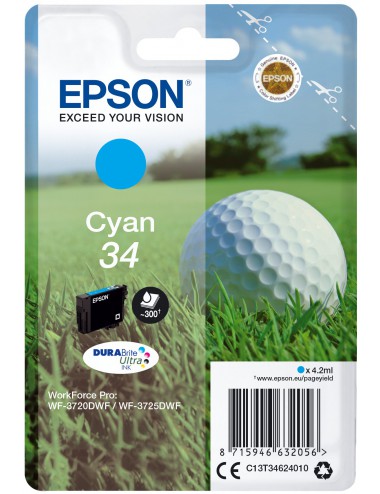 Epson Golf ball Singlepack Cyan 34 DURABrite Ultra Ink