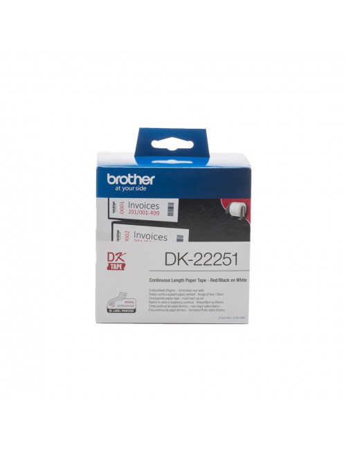 Brother DK-22251 nastro per etichettatrice Nero e rosso su bianco