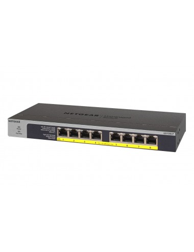 NETGEAR GS108LP Non gestito Gigabit Ethernet (10 100 1000) Supporto Power over Ethernet (PoE) 1U Nero, Grigio