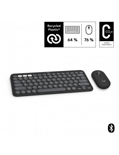Logitech Pebble 2 Combo for Mac tastiera Mouse incluso RF senza fili + Bluetooth AZERTY Francese Grafite