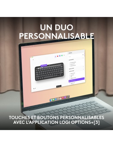 Logitech Pebble 2 Combo for Mac clavier Souris incluse RF sans fil + Bluetooth AZERTY Français Graphite