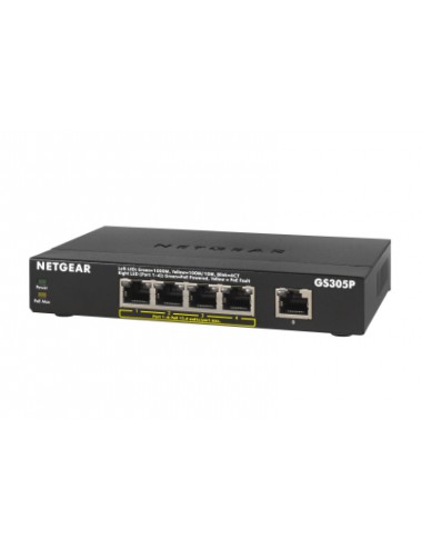 NETGEAR GS305Pv2 Non gestito Gigabit Ethernet (10 100 1000) Supporto Power over Ethernet (PoE) Nero