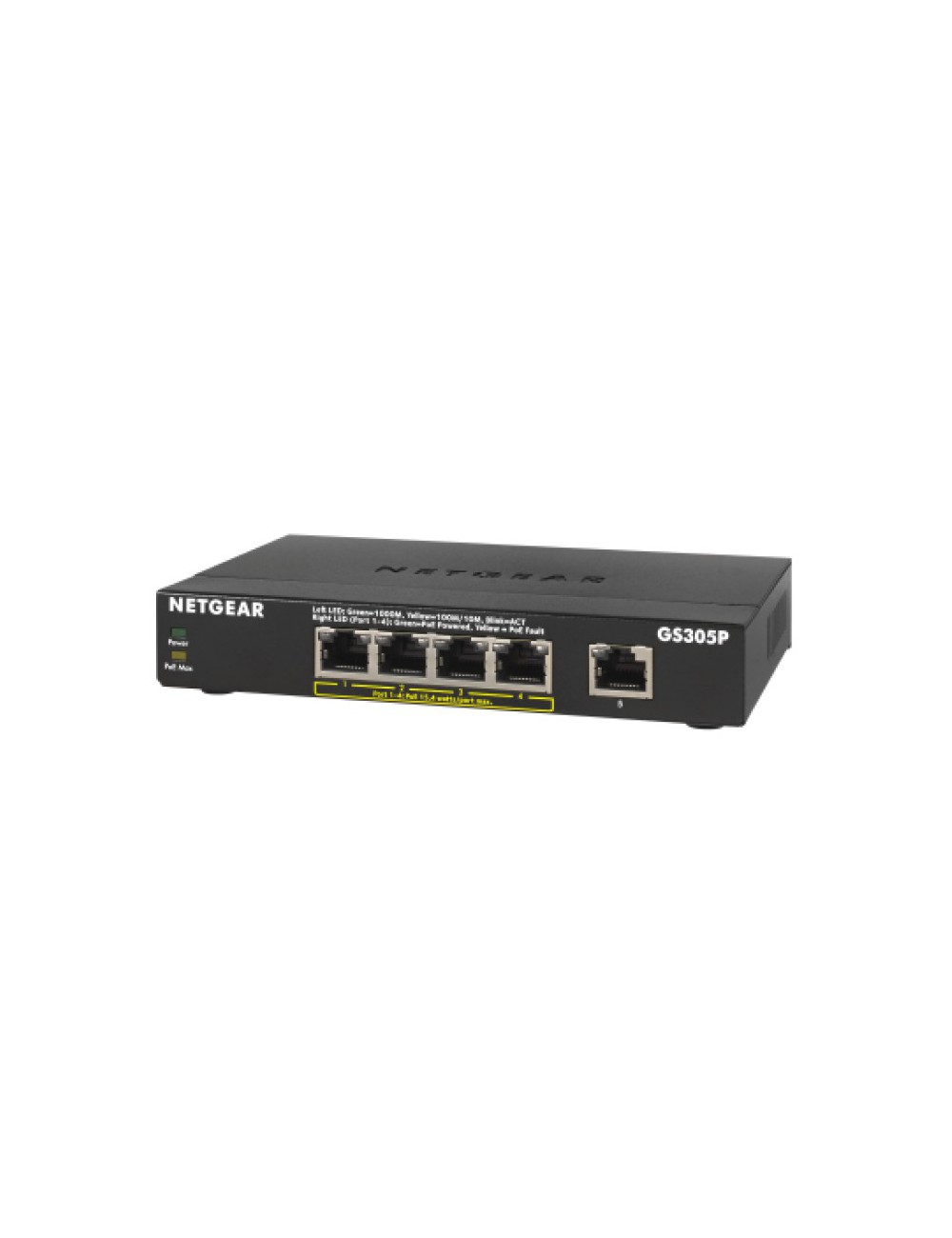 NETGEAR GS305Pv2 Non gestito Gigabit Ethernet (10 100 1000) Supporto Power over Ethernet (PoE) Nero