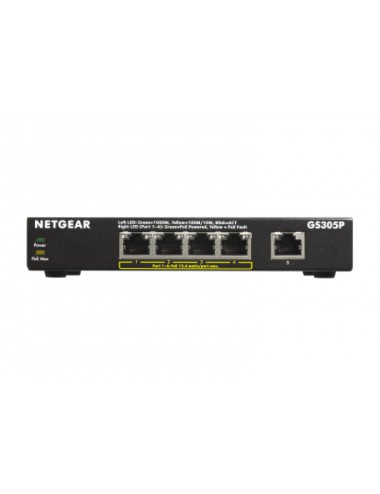 NETGEAR GS305Pv2 Non gestito Gigabit Ethernet (10 100 1000) Supporto Power over Ethernet (PoE) Nero