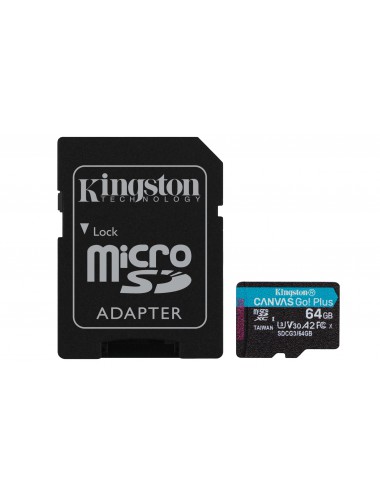 Kingston Technology Carte microSDXC Canvas Go Plus 170R A2 U3 V30 de 64 Go + ADP