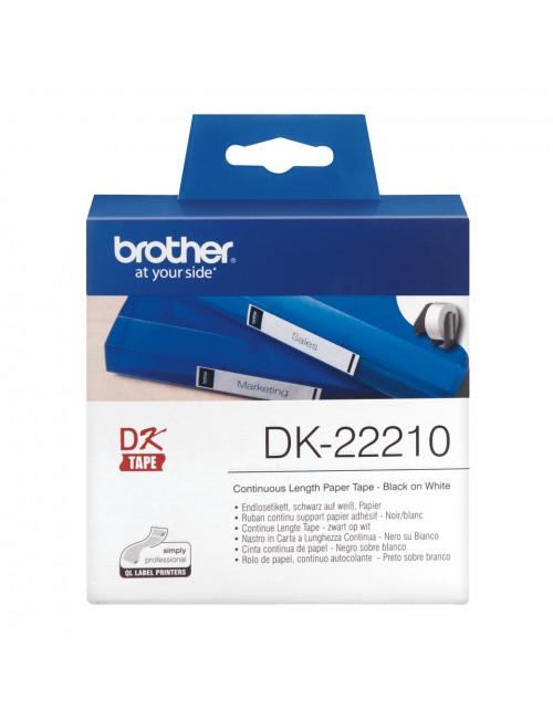 Brother DK-22210 nastro per etichettatrice Nero su bianco