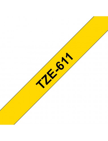 Brother TZE-611 ruban d'étiquette Noir sur jaune
