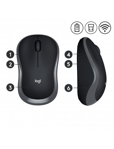 Logitech M185 ratón Ambidextro RF inalámbrico Óptico 1000 DPI