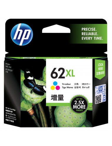 HP 62XL cartouche d'encre trois couleurs grande capacité authentique
