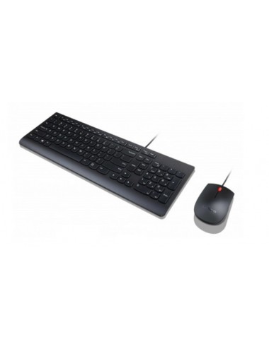 Lenovo Essential teclado Ratón incluido USB Belga, Inglés Negro