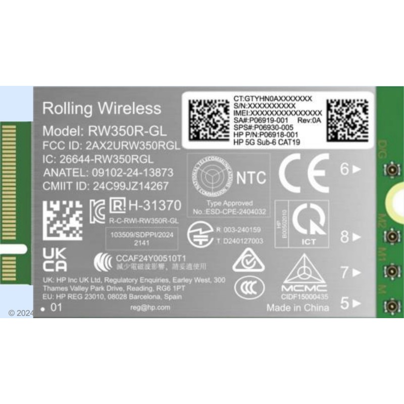 HP 5G Sub-6 WWAN carte et adaptateur d'interfaces Interne