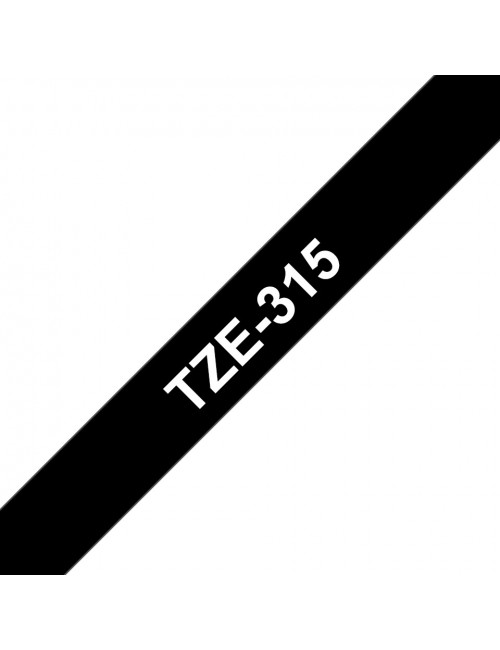 Brother TZE315 ruban d'étiquette Blanc sur noir TZe
