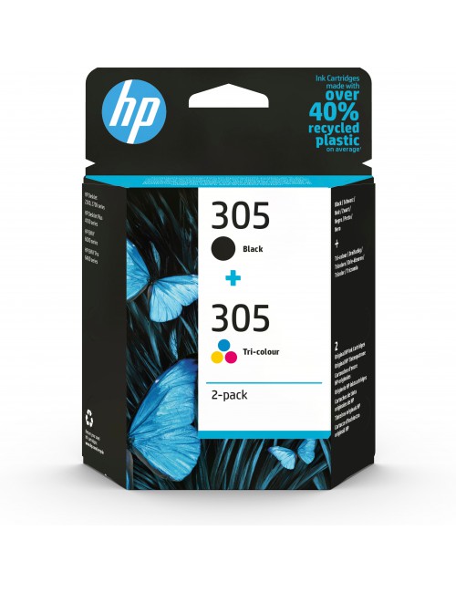 HP Paquete de 2 cartuchos de tinta original 305 tricolor negro