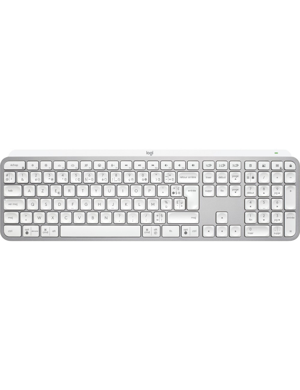 Logitech MX Keys S teclado Universal RF Wireless + Bluetooth AZERTY Francés Aluminio, Blanco
