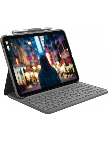 Logitech Slim Folio AZERTY Francés Bluetooth Gris