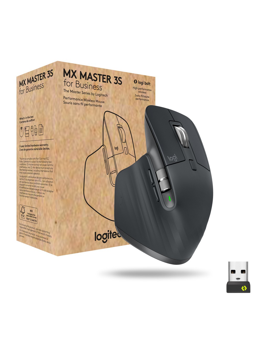 Logitech MX Master 3s for Business souris Bureau Droitier RF sans fil + Bluetooth Laser 8000 DPI