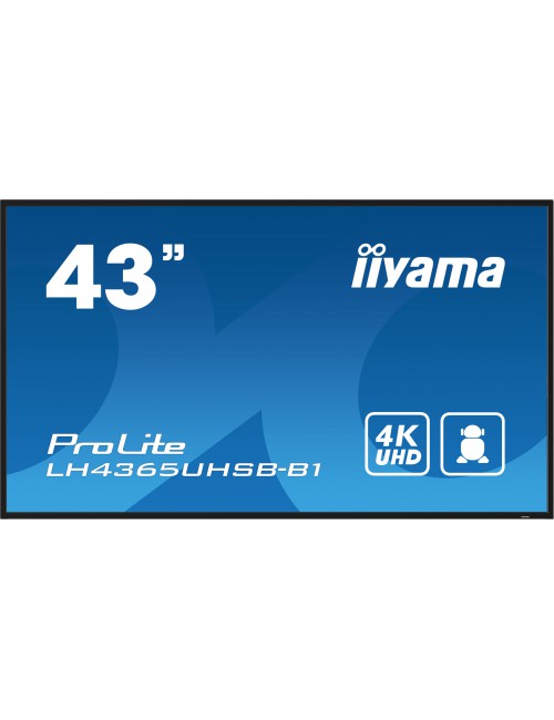 iiyama LH4365UHSB-B1 pantalla de señalización Diseño de quiosco 108 cm (42.5") LED Wifi 800 cd m² 4K Ultra HD Negro