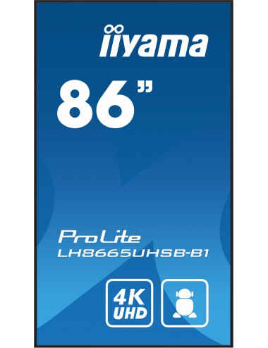 iiyama LH8665UHSB-B1 affichage de messages En forme de kiosk 2,18 m (86") LED Wifi 800 cd m² 4K Ultra HD Noir Intégré dans le